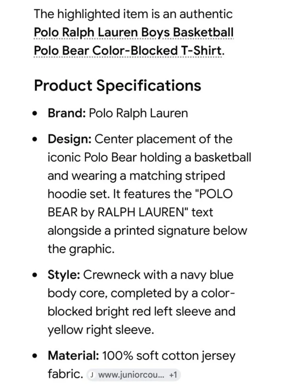 Polo Ralph Lauren Boys Color Block Polo Bear Graphic Tee 4T Navy/Red/Yellow